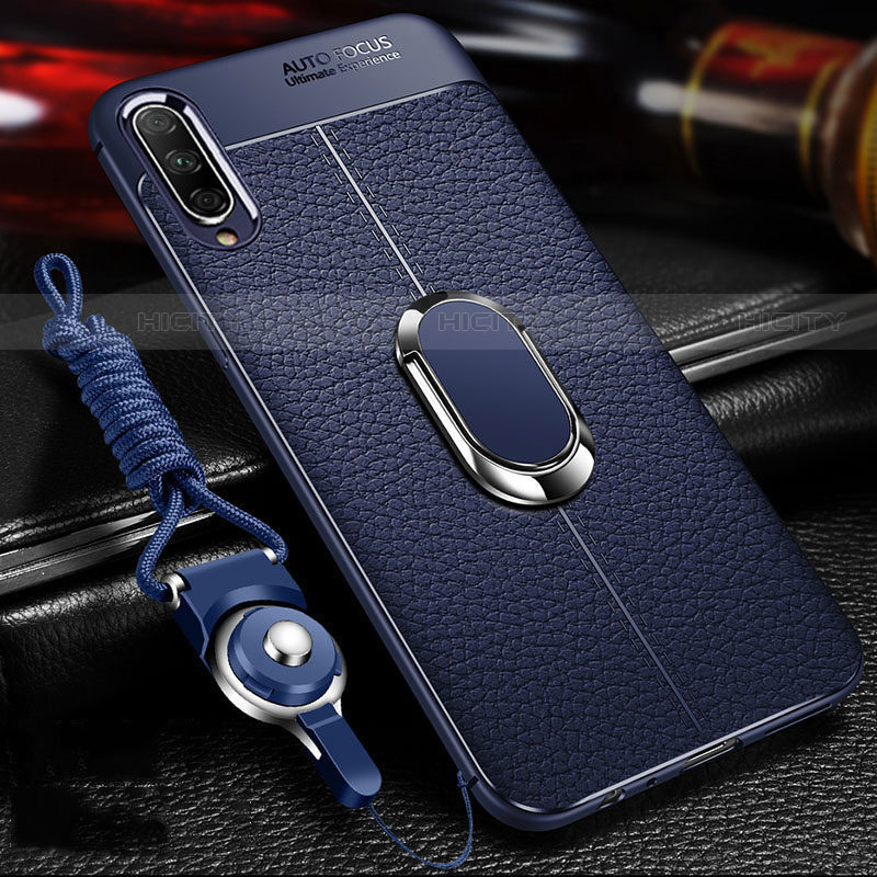 Silikon Hülle Handyhülle Gummi Schutzhülle Leder Tasche mit Magnetisch Fingerring Ständer für Huawei Y9s groß