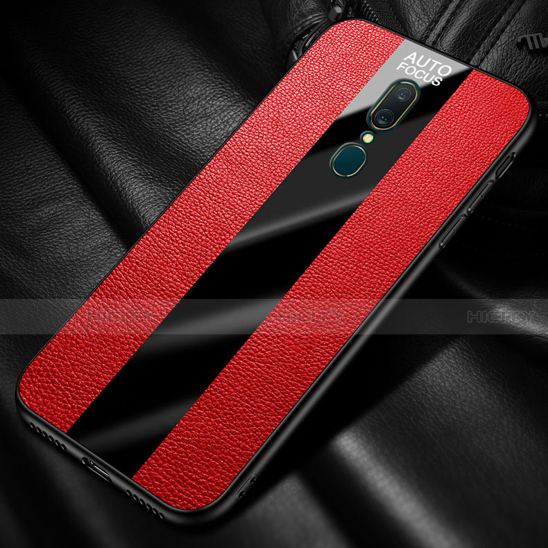 Silikon Hülle Handyhülle Gummi Schutzhülle Leder Tasche mit Magnetisch Fingerring Ständer für Oppo A9 Rot Plus