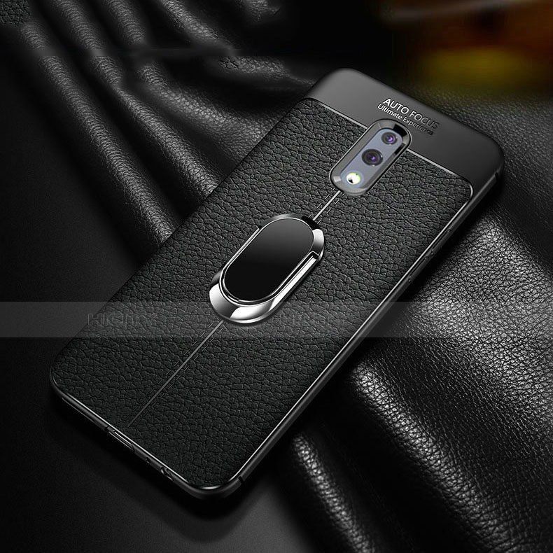 Silikon Hülle Handyhülle Gummi Schutzhülle Leder Tasche mit Magnetisch Fingerring Ständer für Oppo Realme X groß