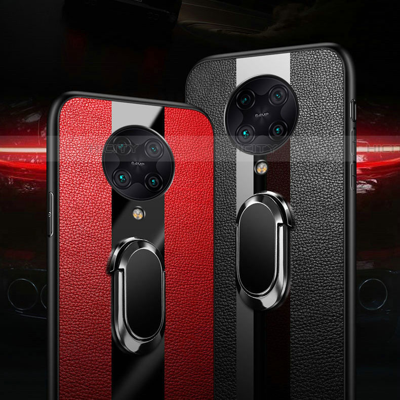 Silikon Hülle Handyhülle Gummi Schutzhülle Leder Tasche mit Magnetisch Fingerring Ständer für Xiaomi Redmi K30 Pro 5G groß