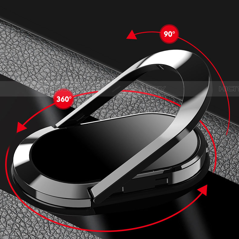 Silikon Hülle Handyhülle Gummi Schutzhülle Leder Tasche mit Magnetisch Fingerring Ständer S01 für Oppo Find X2 Neo