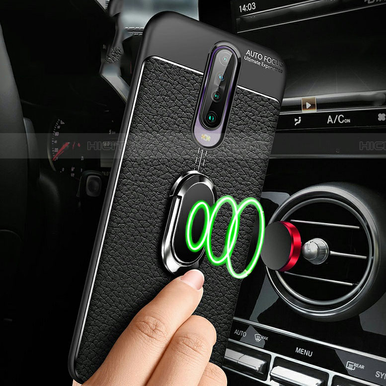 Silikon Hülle Handyhülle Gummi Schutzhülle Leder Tasche mit Magnetisch Fingerring Ständer S01 für Xiaomi Redmi K30 5G