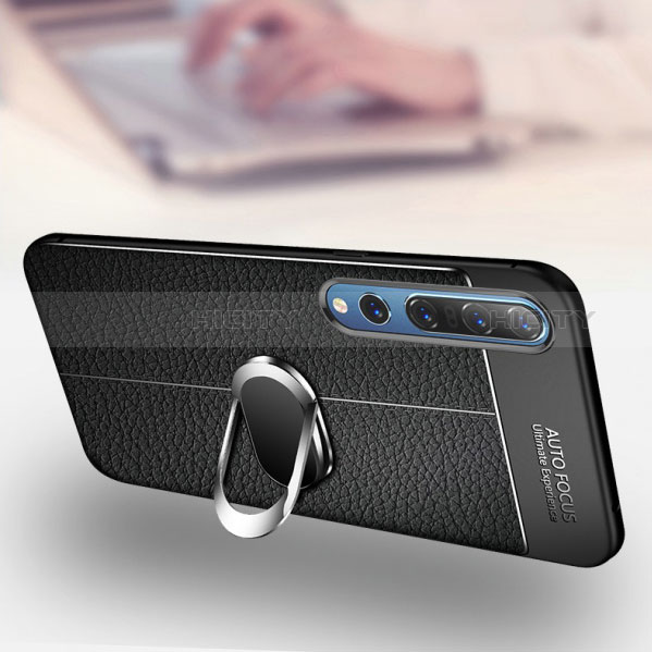 Silikon Hülle Handyhülle Gummi Schutzhülle Leder Tasche mit Magnetisch Fingerring Ständer S02 für Xiaomi Mi 10 Pro