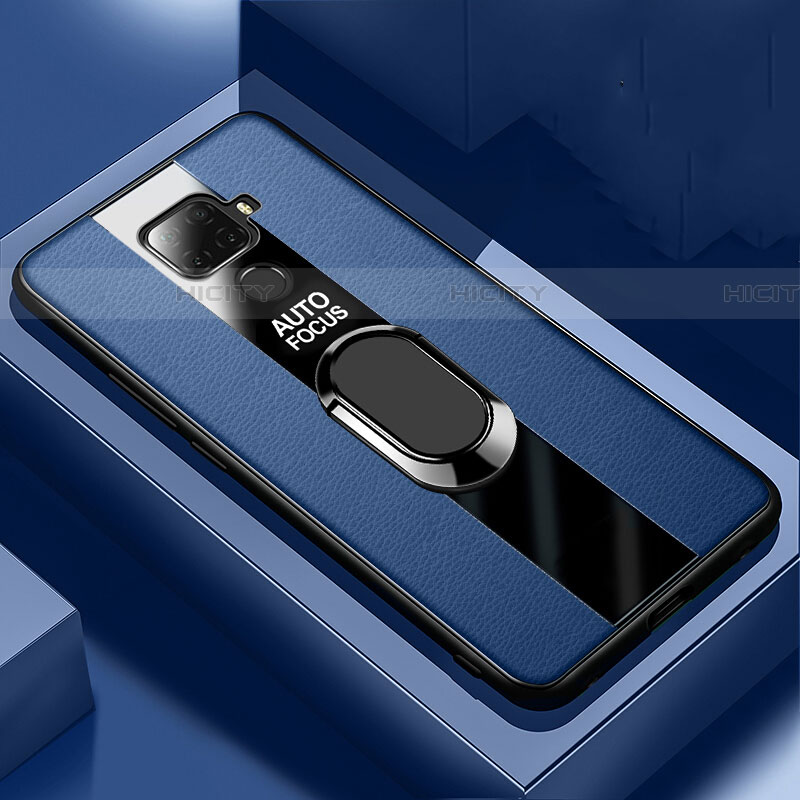 Silikon Hülle Handyhülle Gummi Schutzhülle Leder Tasche mit Magnetisch Fingerring Ständer S03 für Huawei Nova 5i Pro
