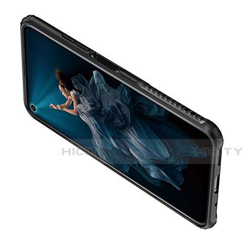 Silikon Hülle Handyhülle Gummi Schutzhülle Leder Tasche mit Magnetisch Fingerring Ständer T04 für Huawei Honor 20 Pro groß