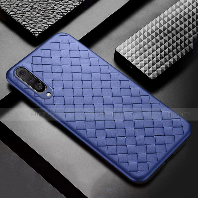 Silikon Hülle Handyhülle Gummi Schutzhülle Leder Tasche S01 für Samsung Galaxy A50 Blau Plus