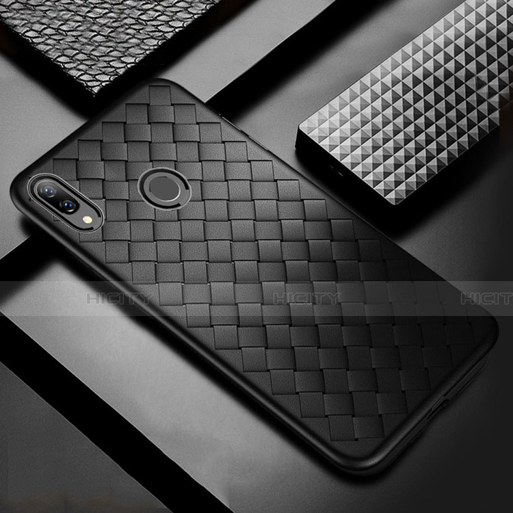 Silikon Hülle Handyhülle Gummi Schutzhülle Leder Tasche S02 für Huawei P Smart+ Plus Schwarz Plus