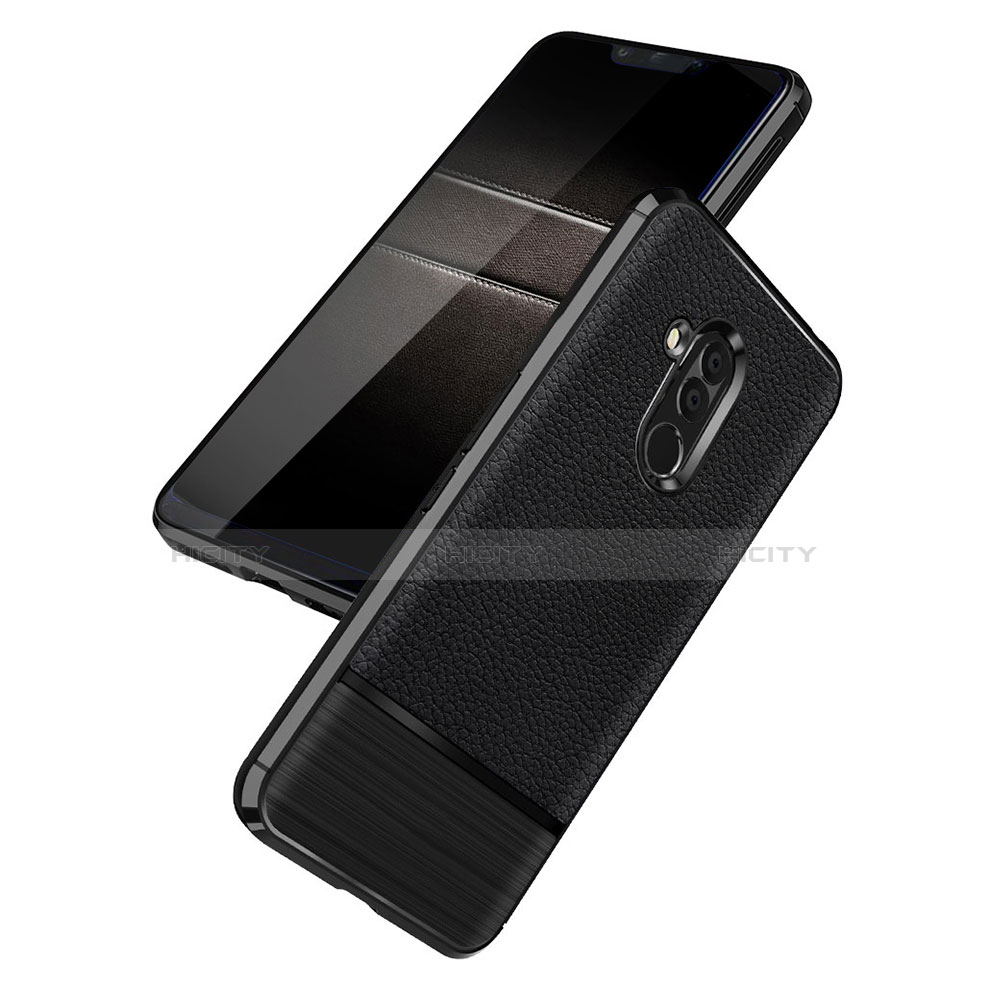 Silikon Hülle Handyhülle Gummi Schutzhülle Leder W01 für Huawei Maimang 7 Schwarz Plus