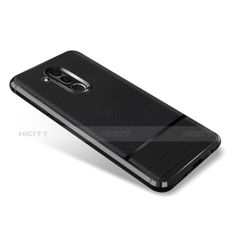 Silikon Hülle Handyhülle Gummi Schutzhülle Leder W01 für Huawei Maimang 7 Schwarz groß