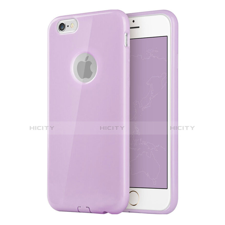 Silikon Hülle Handyhülle Gummi Schutzhülle Loch für Apple iPhone 6S Violett