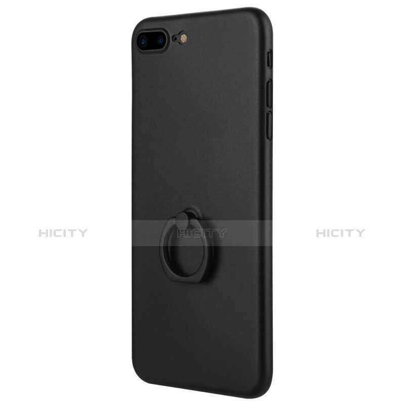 Silikon Hülle Handyhülle Gummi Schutzhülle mit Ständer für Apple iPhone 7 Plus Schwarz