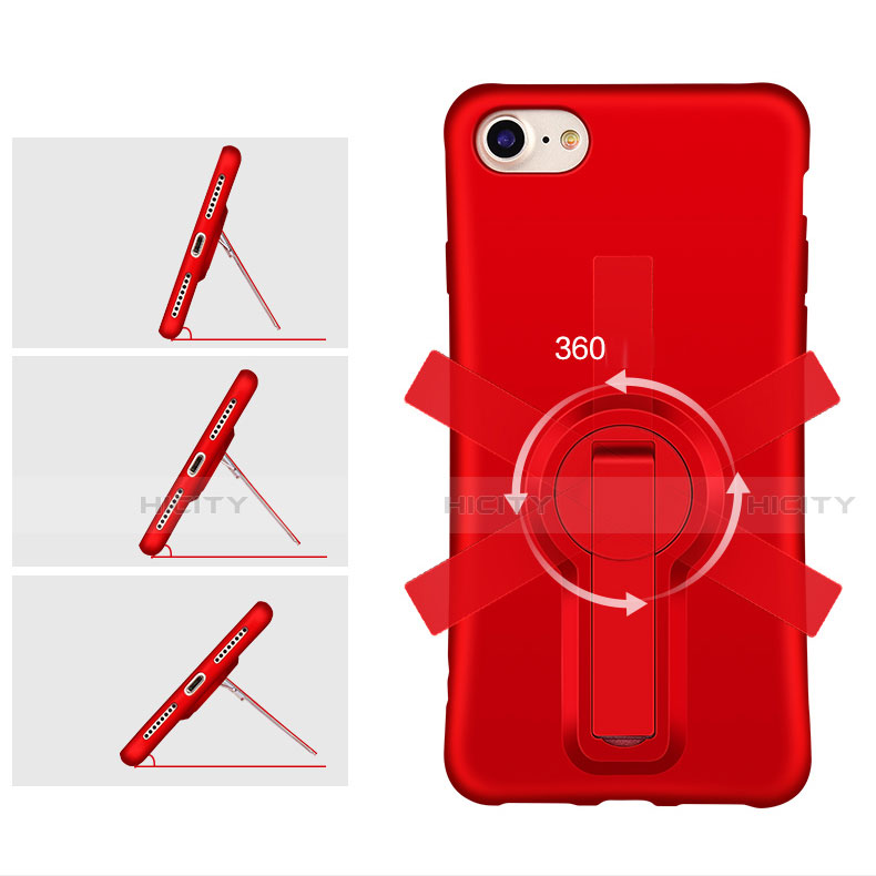 Silikon Hülle Handyhülle Gummi Schutzhülle mit Ständer S02 für Apple iPhone SE (2020) Rot