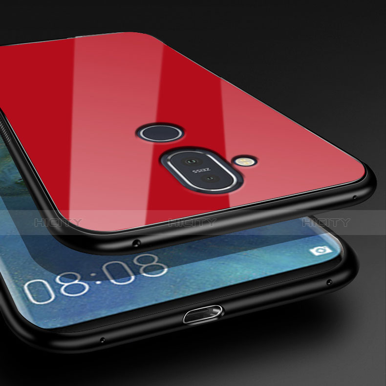 Silikon Hülle Handyhülle Gummi Schutzhülle Spiegel für Nokia X7 Rot groß