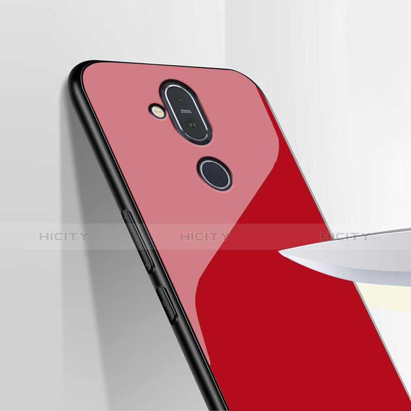 Silikon Hülle Handyhülle Gummi Schutzhülle Spiegel für Nokia X7 Rot groß