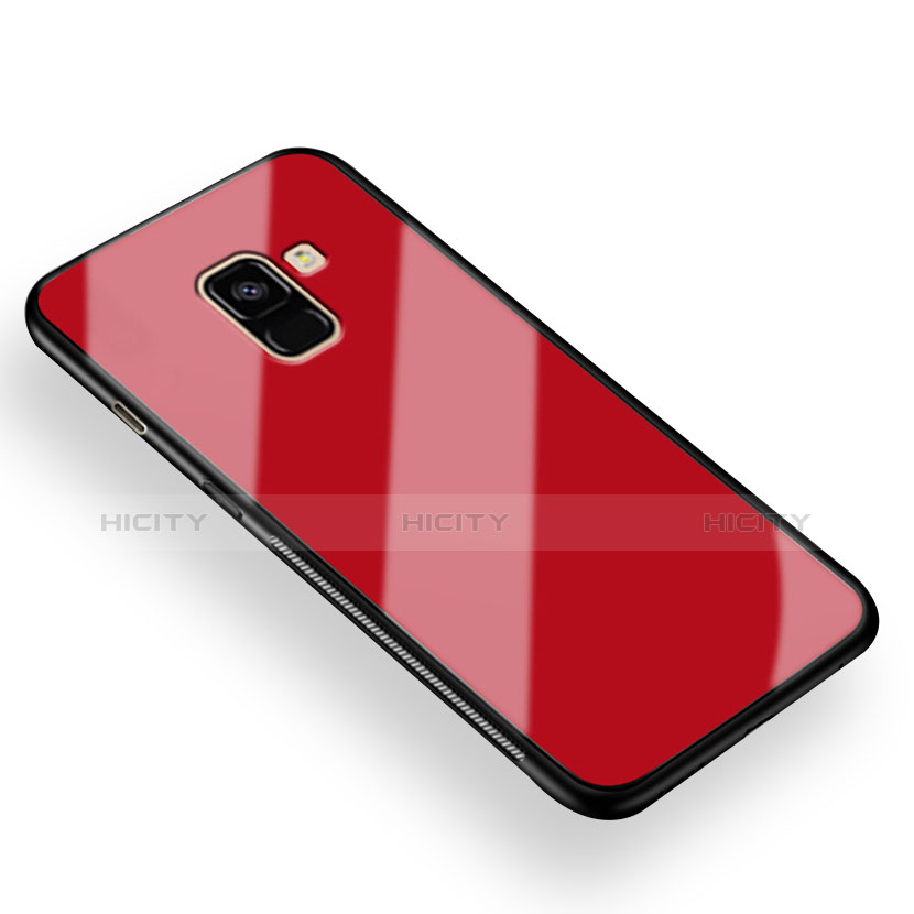 Silikon Hülle Handyhülle Gummi Schutzhülle Spiegel für Samsung Galaxy A8+ A8 Plus (2018) A730F Rot