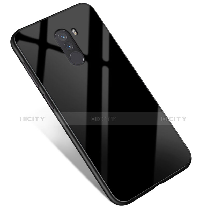 Silikon Hülle Handyhülle Gummi Schutzhülle Spiegel M04 für Xiaomi Pocophone F1 Schwarz groß