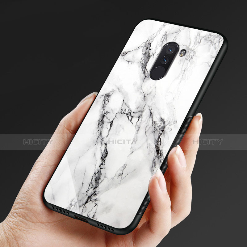 Silikon Hülle Handyhülle Gummi Schutzhülle Spiegel M05 für Xiaomi Pocophone F1 Weiß Plus