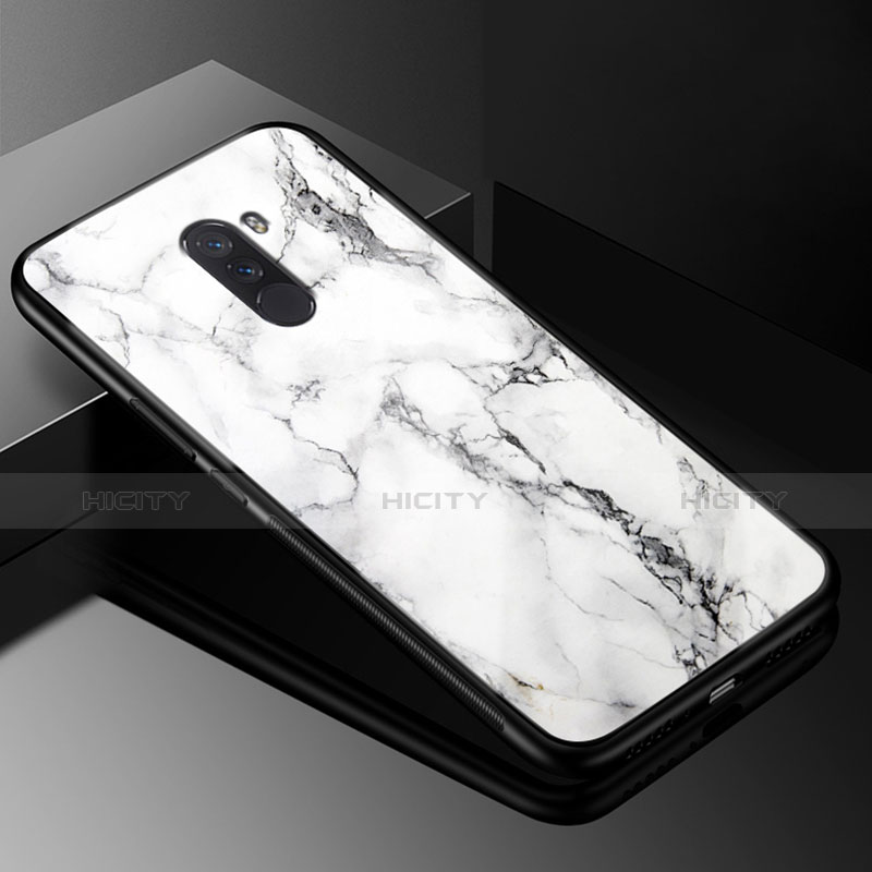 Silikon Hülle Handyhülle Gummi Schutzhülle Spiegel M05 für Xiaomi Pocophone F1 Weiß groß