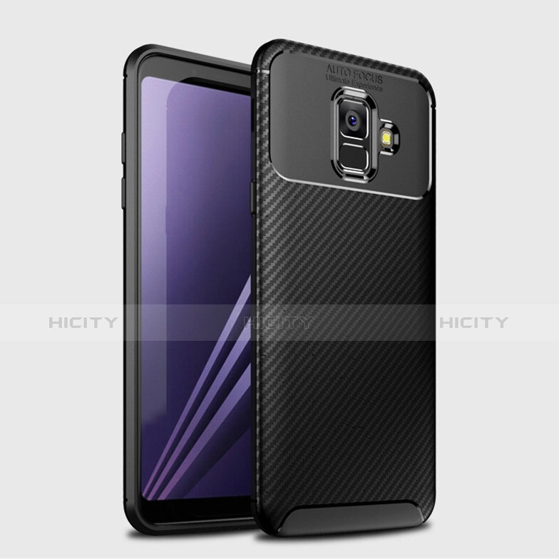 Silikon Hülle Handyhülle Gummi Schutzhülle Tasche Köper für Samsung Galaxy A6 (2018) Schwarz Plus