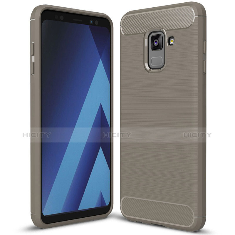 Silikon Hülle Handyhülle Gummi Schutzhülle Tasche Köper für Samsung Galaxy A8+ A8 Plus (2018) Duos A730F Grau Plus