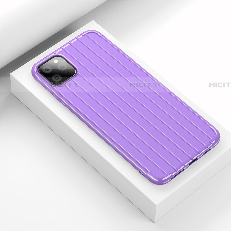 Silikon Hülle Handyhülle Gummi Schutzhülle Tasche Line C01 für Apple iPhone 11 Pro Max Violett