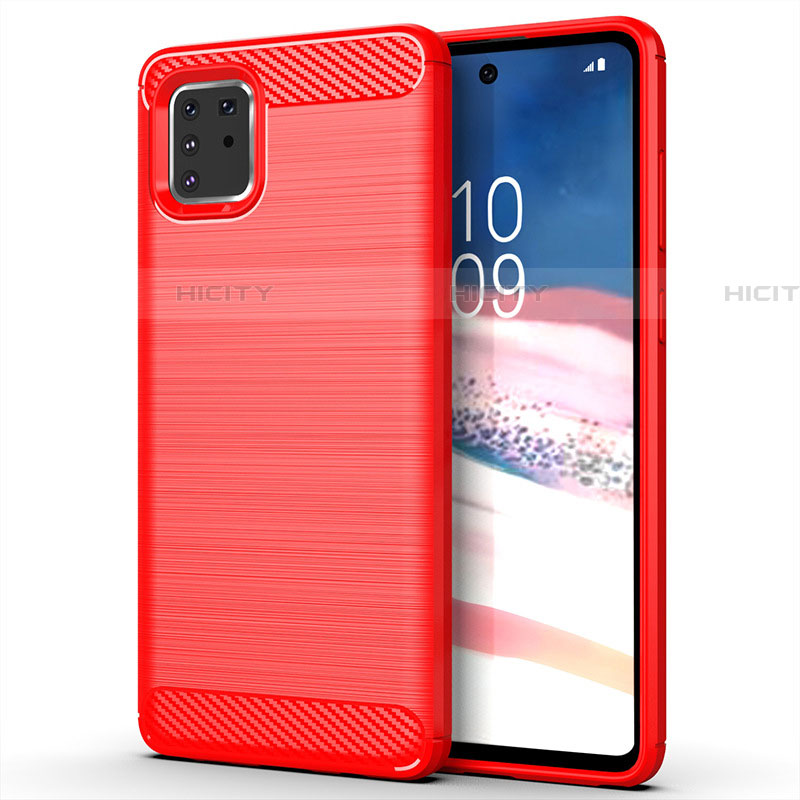 Silikon Hülle Handyhülle Gummi Schutzhülle Tasche Line für Samsung Galaxy A81 Rot