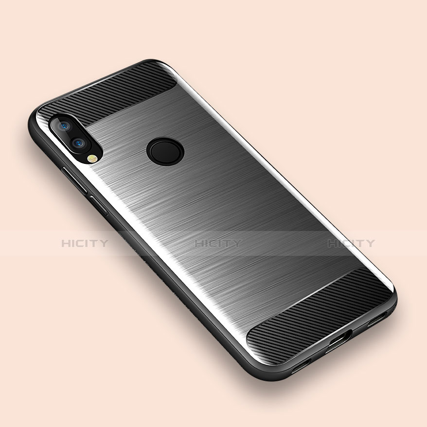 Silikon Hülle Handyhülle Gummi Schutzhülle Tasche Line für Xiaomi Redmi Note 7 Pro Silber