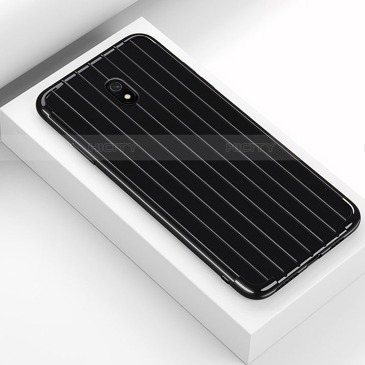 Silikon Hülle Handyhülle Gummi Schutzhülle Tasche Line S01 für Xiaomi Redmi 8A Schwarz Plus