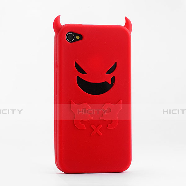Silikon Hülle Handyhülle Gummi Schutzhülle Teufel für Apple iPhone 4S Rot Plus