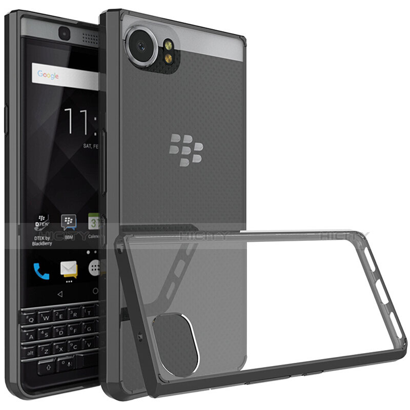 Silikon Hülle Handyhülle Rahmen Schutzhülle Durchsichtig Transparent für Blackberry KEYone Schwarz