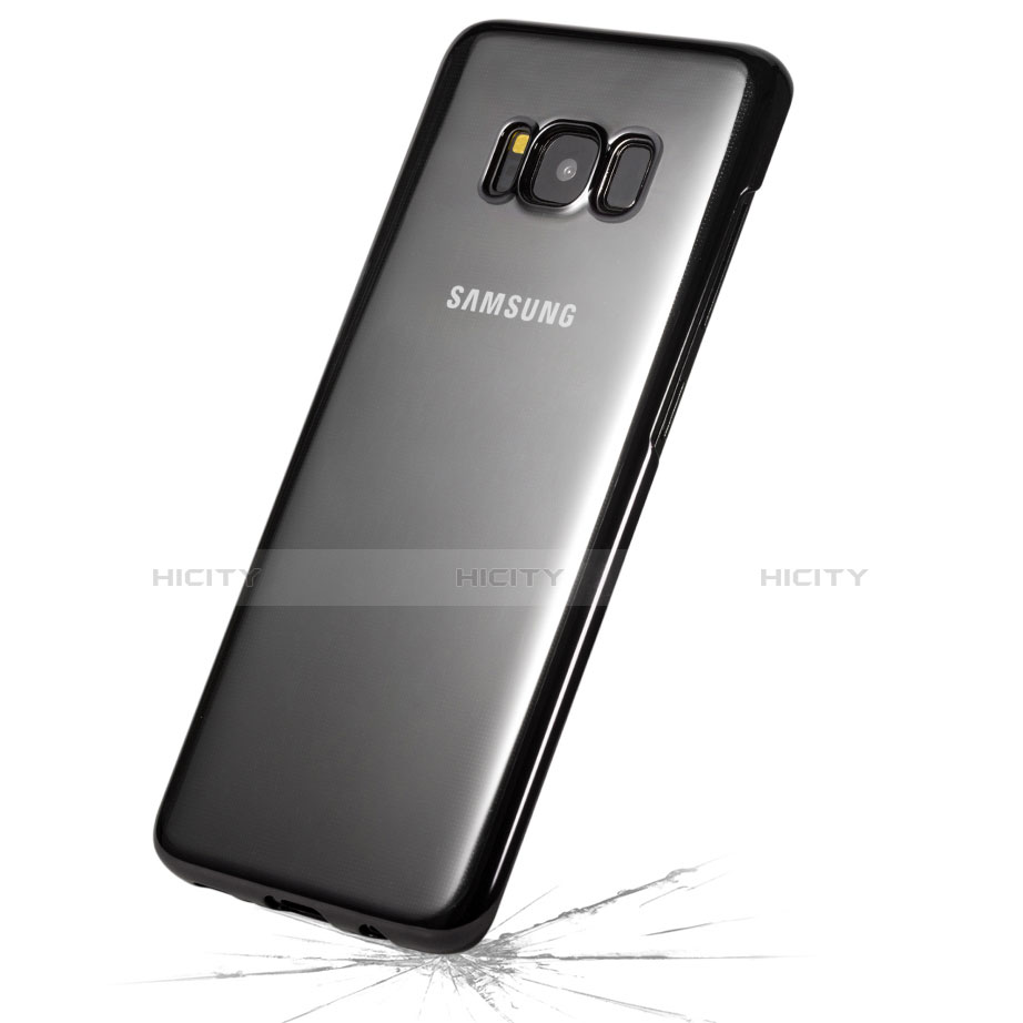 Silikon Hülle Handyhülle Rahmen Schutzhülle Durchsichtig Transparent für Samsung Galaxy S8 Plus Schwarz groß