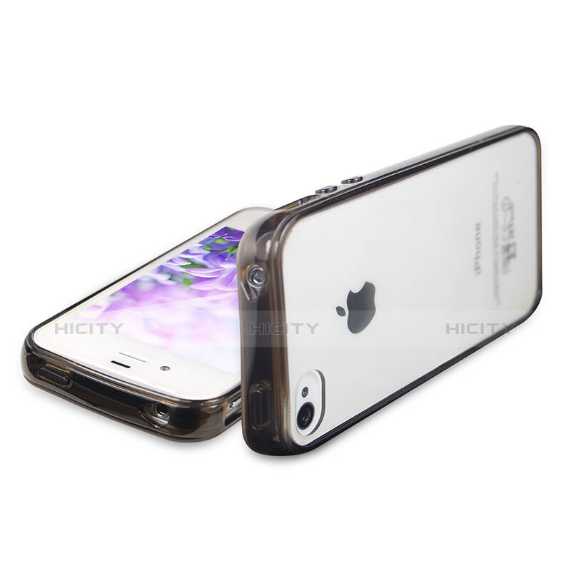 Silikon Hülle Handyhülle Rahmen Schutzhülle Durchsichtig Transparent Matt für Apple iPhone 4 Schwarz groß
