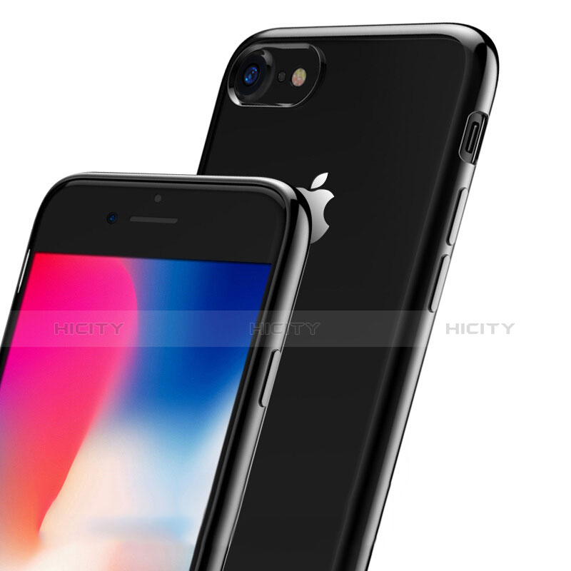 Silikon Hülle Handyhülle Rahmen Schutzhülle Durchsichtig Transparent Matt für Apple iPhone 8 Schwarz Plus