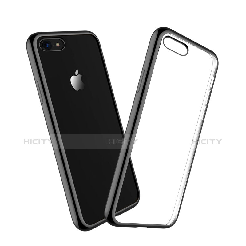 Silikon Hülle Handyhülle Rahmen Schutzhülle Durchsichtig Transparent Matt für Apple iPhone 8 Schwarz groß