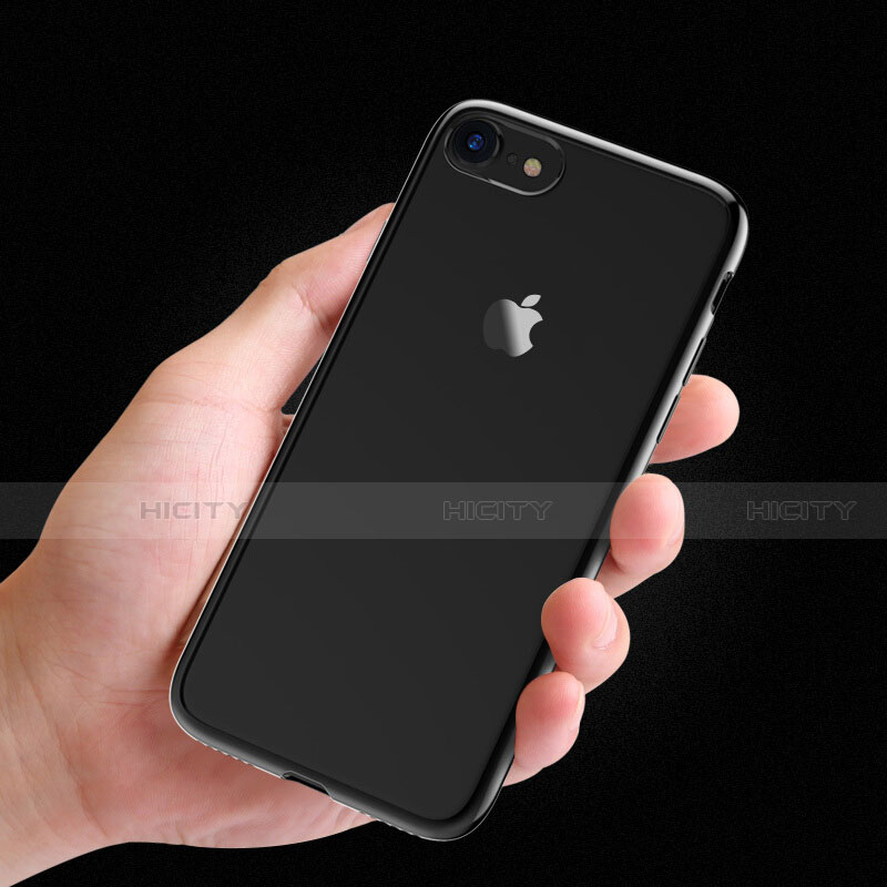 Silikon Hülle Handyhülle Rahmen Schutzhülle Durchsichtig Transparent Matt für Apple iPhone SE (2020) Schwarz groß
