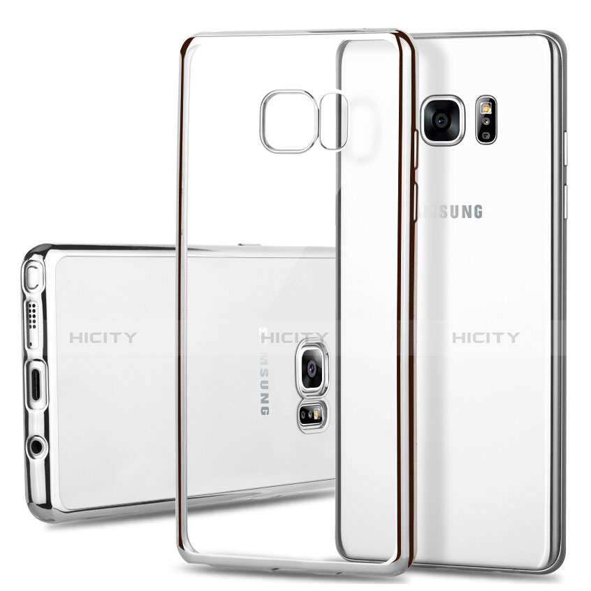 Silikon Hülle Handyhülle Rahmen Schutzhülle Durchsichtig Transparent Matt für Samsung Galaxy Note 7 Silber groß