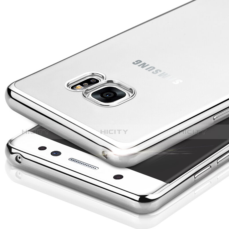 Silikon Hülle Handyhülle Rahmen Schutzhülle Durchsichtig Transparent Matt für Samsung Galaxy Note 7 Silber groß