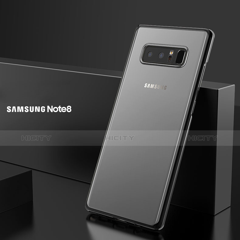Silikon Hülle Handyhülle Rahmen Schutzhülle Durchsichtig Transparent Matt für Samsung Galaxy Note 8 Schwarz groß