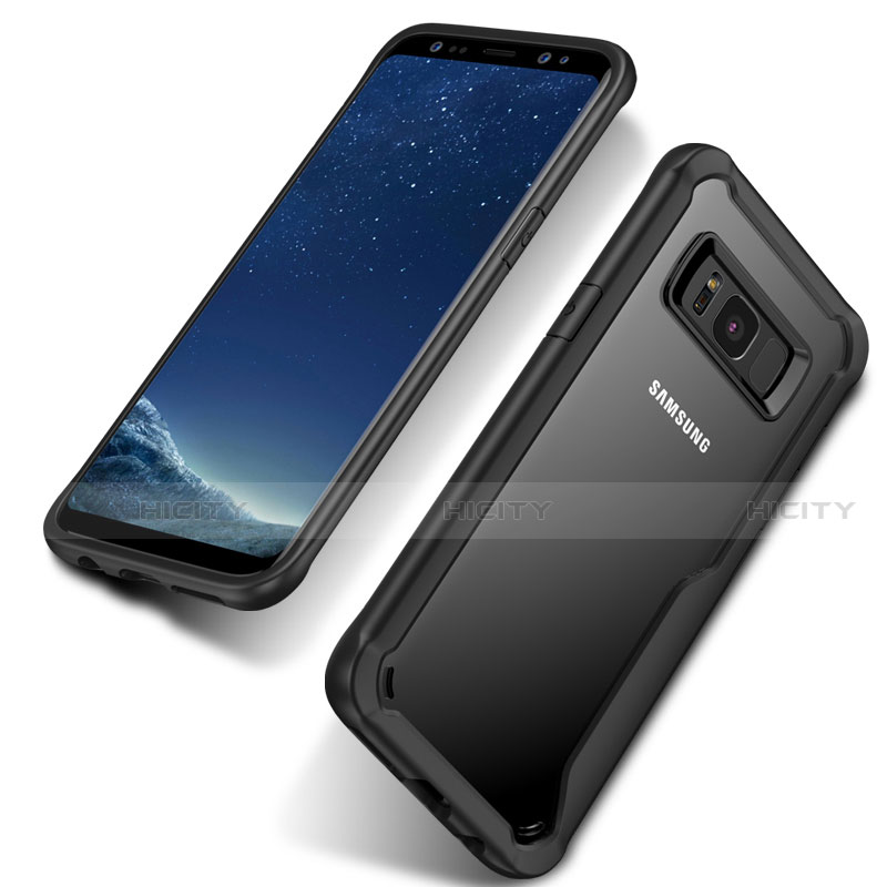 Silikon Hülle Handyhülle Rahmen Schutzhülle Durchsichtig Transparent Matt für Samsung Galaxy S8 Plus Schwarz groß