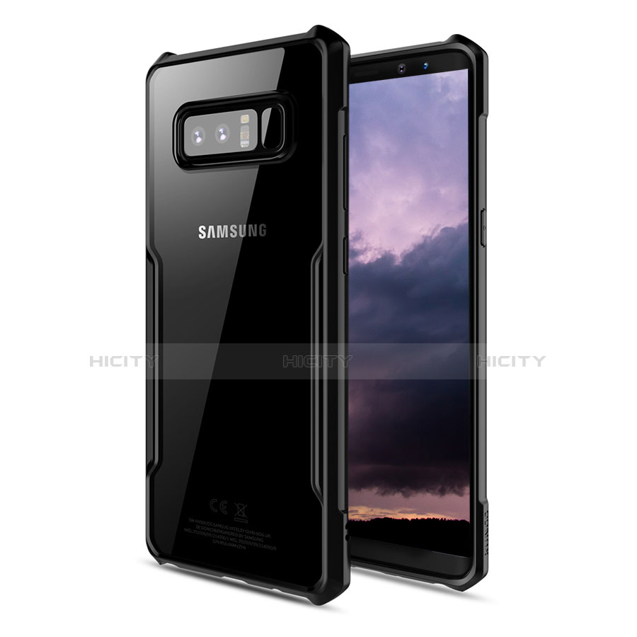Silikon Hülle Handyhülle Rahmen Schutzhülle Durchsichtig Transparent Matt R04 für Samsung Galaxy Note 8 Schwarz Plus