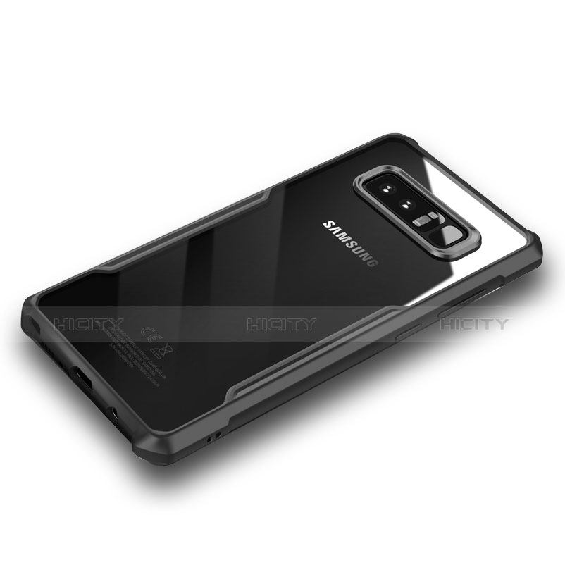 Silikon Hülle Handyhülle Rahmen Schutzhülle Durchsichtig Transparent Matt R04 für Samsung Galaxy Note 8 Schwarz groß