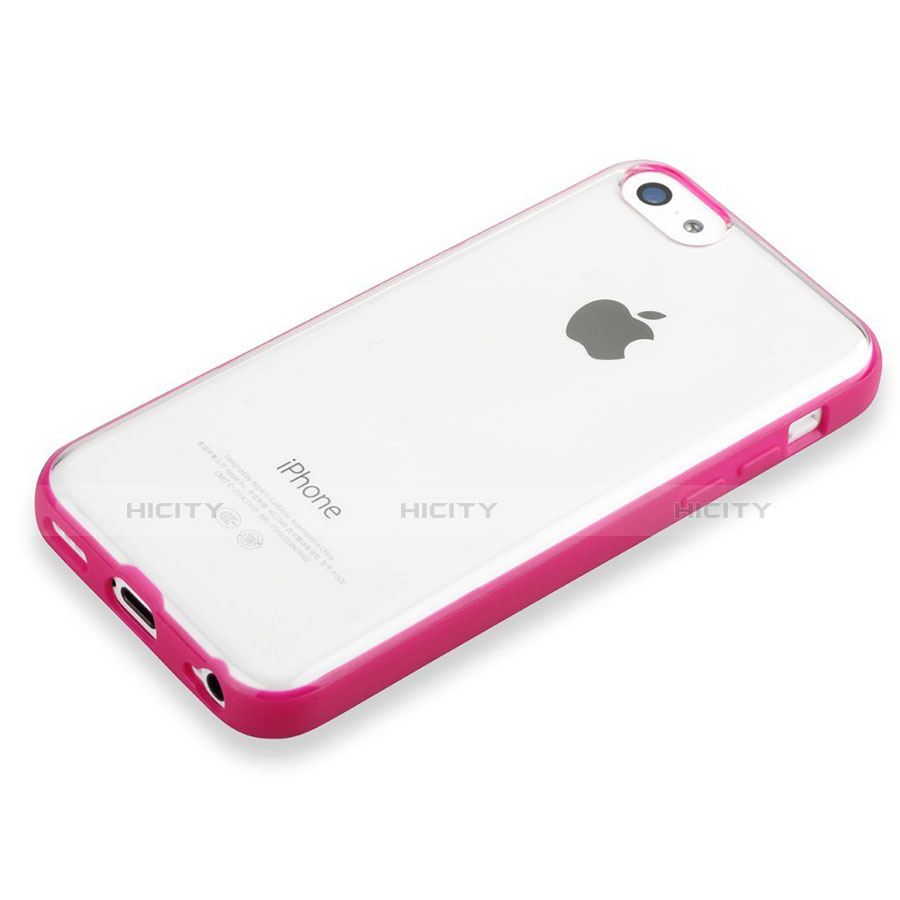 Silikon Hülle Handyhülle Rahmen Schutzhülle Durchsichtig Transparent Matt T01 für Apple iPhone 5C Pink