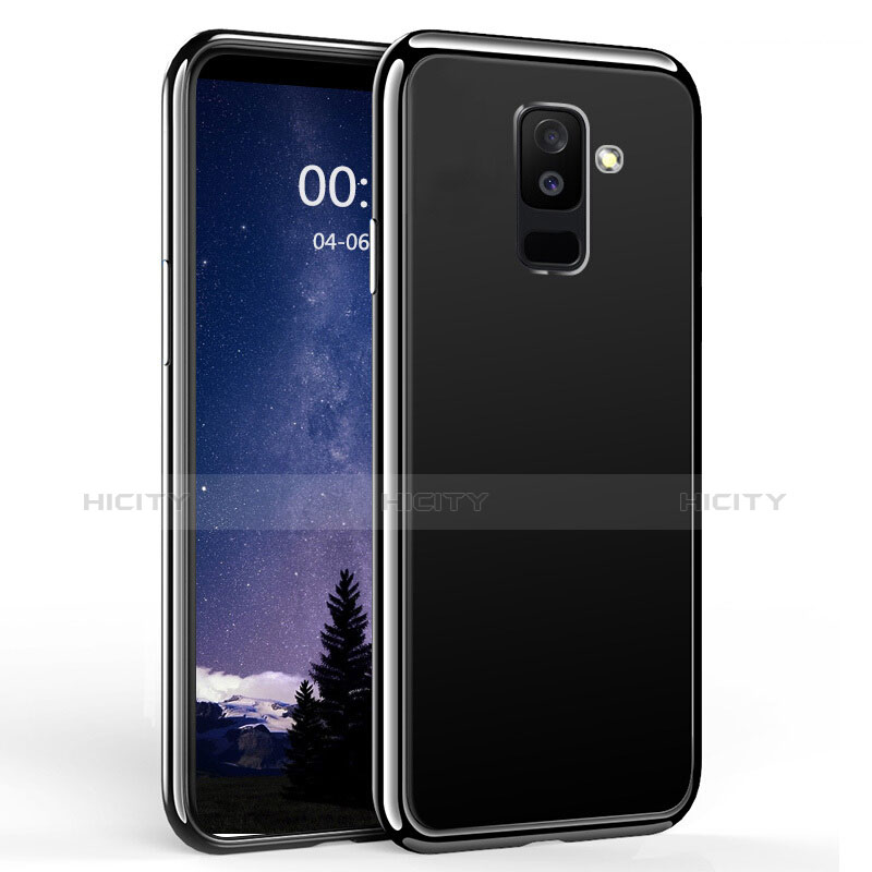 Silikon Hülle Handyhülle Rahmen Schutzhülle Durchsichtig Transparent Spiegel 360 Grad für Samsung Galaxy A6 Plus (2018) Schwarz groß