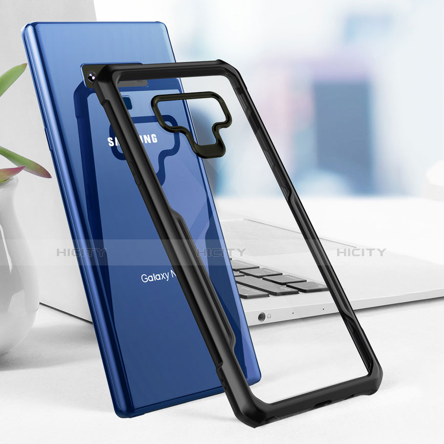 Silikon Hülle Handyhülle Rahmen Schutzhülle Durchsichtig Transparent Spiegel 360 Grad für Samsung Galaxy Note 9 Schwarz