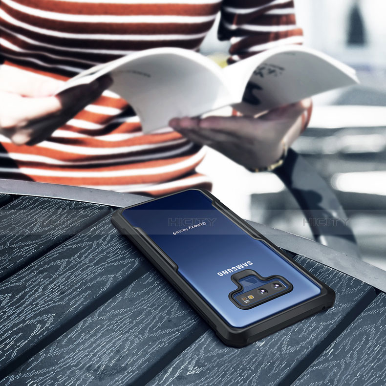 Silikon Hülle Handyhülle Rahmen Schutzhülle Durchsichtig Transparent Spiegel 360 Grad für Samsung Galaxy Note 9 Schwarz