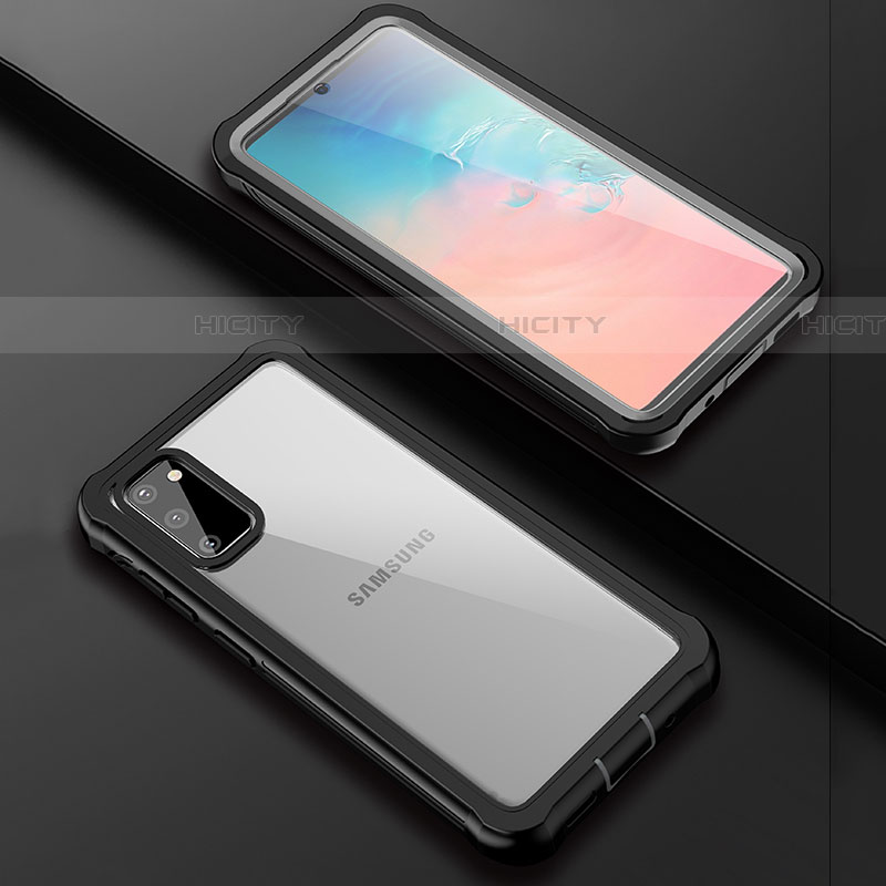 Silikon Hülle Handyhülle Rahmen Schutzhülle Durchsichtig Transparent Spiegel 360 Grad für Samsung Galaxy S20 5G Schwarz