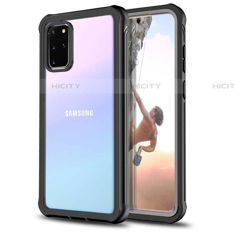 Silikon Hülle Handyhülle Rahmen Schutzhülle Durchsichtig Transparent Spiegel 360 Grad für Samsung Galaxy S20 Plus 5G Schwarz Plus