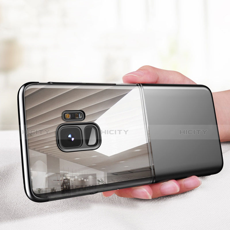 Silikon Hülle Handyhülle Rahmen Schutzhülle Durchsichtig Transparent Spiegel 360 Grad für Samsung Galaxy S9 Schwarz