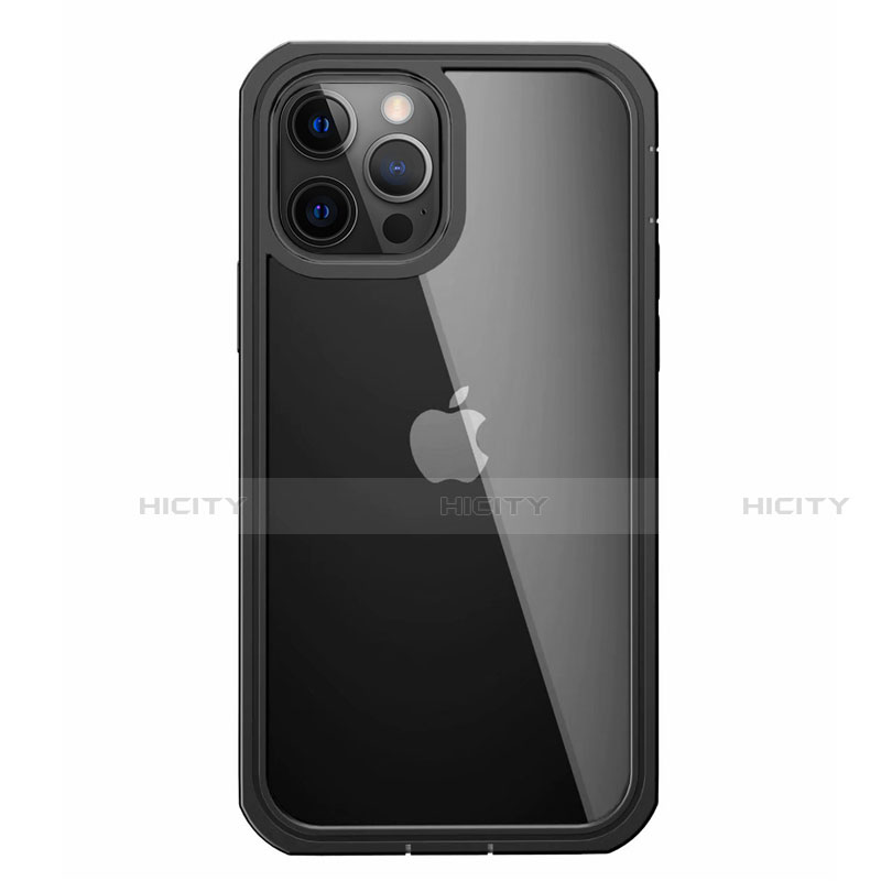 Silikon Hülle Handyhülle Rahmen Schutzhülle Durchsichtig Transparent Spiegel 360 Grad Ganzkörper für Apple iPhone 12 Pro Max Schwarz groß