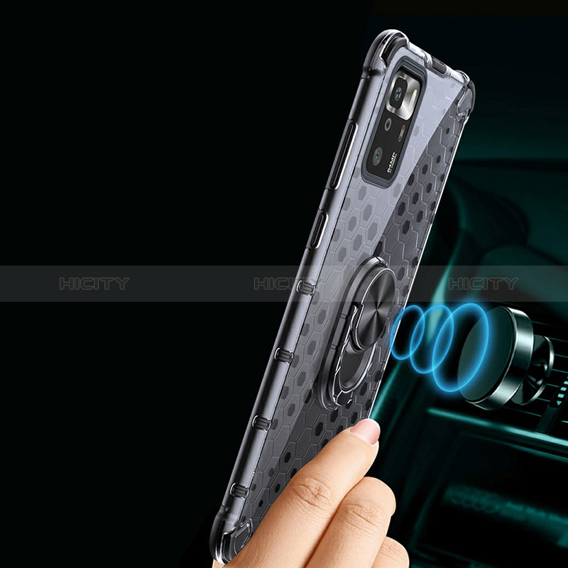 Silikon Hülle Handyhülle Rahmen Schutzhülle Durchsichtig Transparent Spiegel 360 Grad Ganzkörper mit Magnetisch Fingerring Ständer AM1 für Xiaomi Poco X3 GT 5G groß